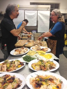 prepping the serving platters